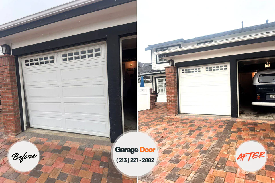 Before and after: garage door repair Bay City, OR